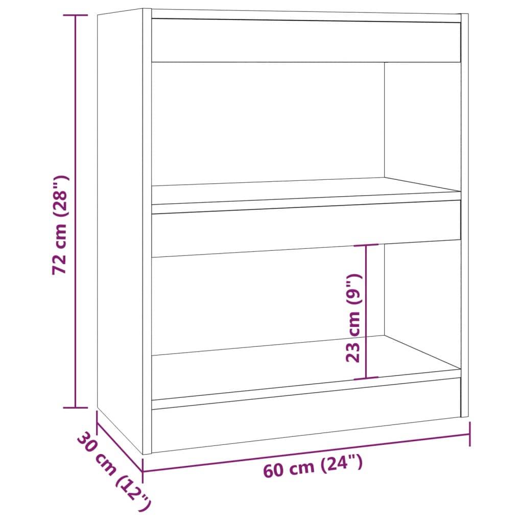 vidaXL Bücherregal/Raumteiler Grau Sonoma 60x30x72 cm