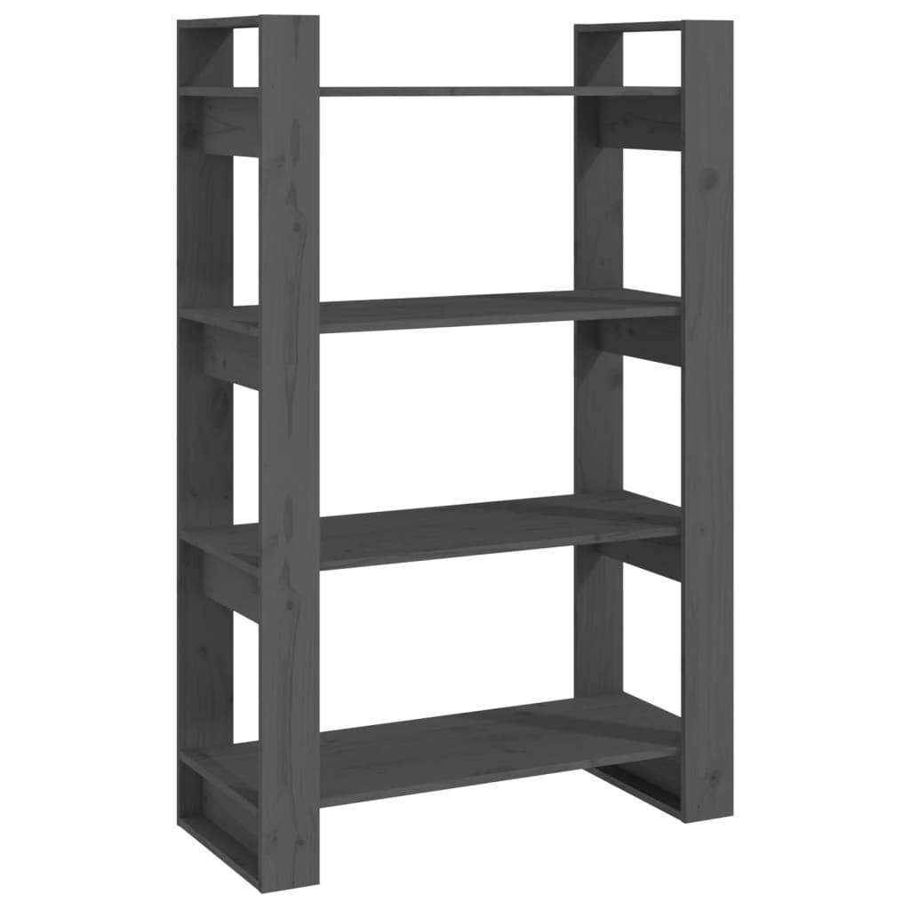 vidaXL Bücherregal/Raumteiler Grau 80x35x125 cm Massivholz Kiefer