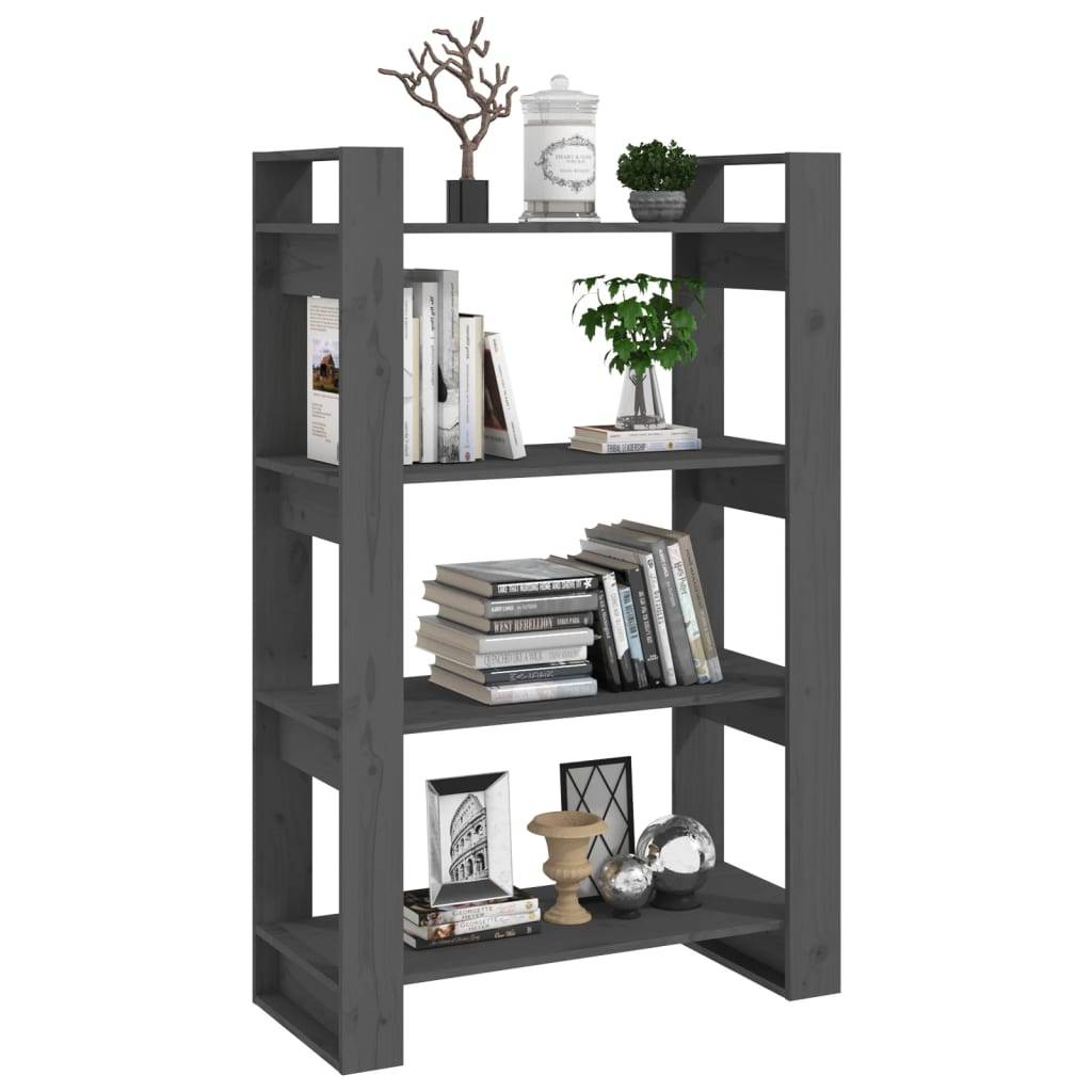vidaXL Bücherregal/Raumteiler Grau 80x35x125 cm Massivholz Kiefer