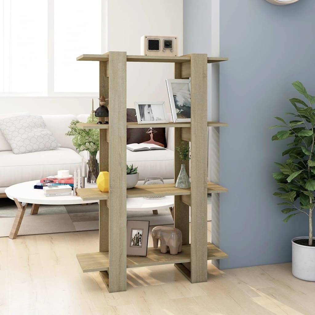 vidaXL Bücherregal/Raumteiler Sonoma-Eiche 80x30x123,5 cm