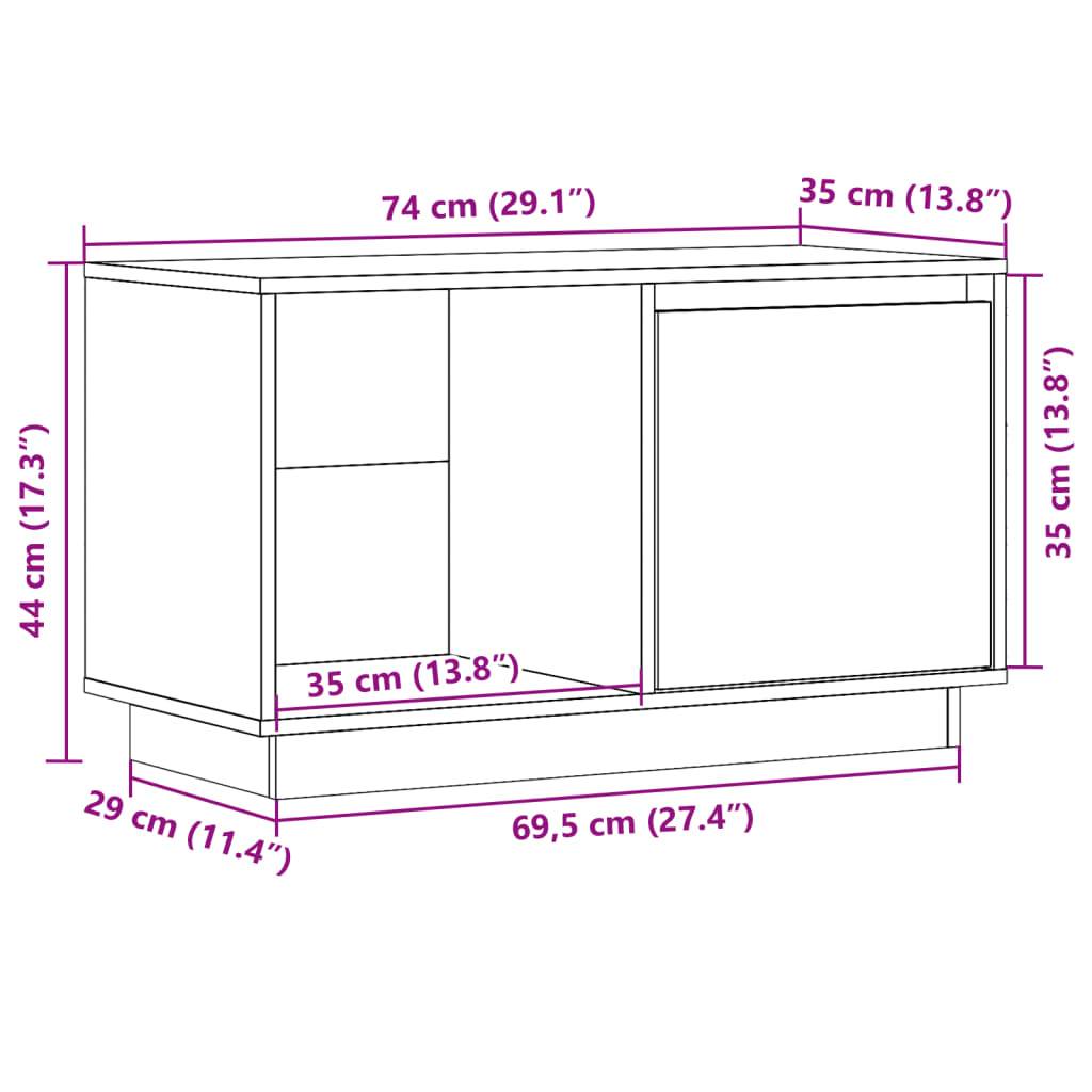 vidaXL TV-Schrank Honigbraun 74x35x44 cm Massivholz Kiefer