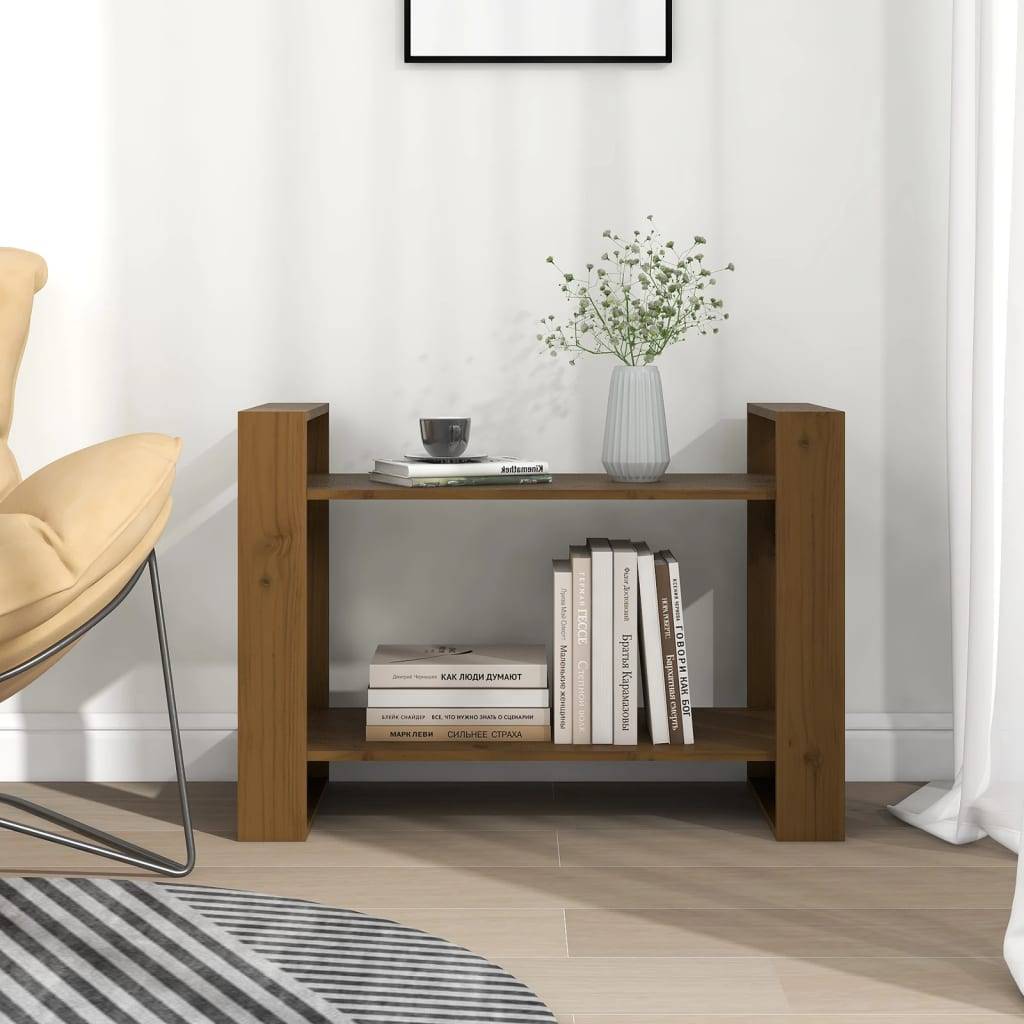 vidaXL Bücherregal/Raumteiler Honigbraun 80x35x56,5 cm Massivholz