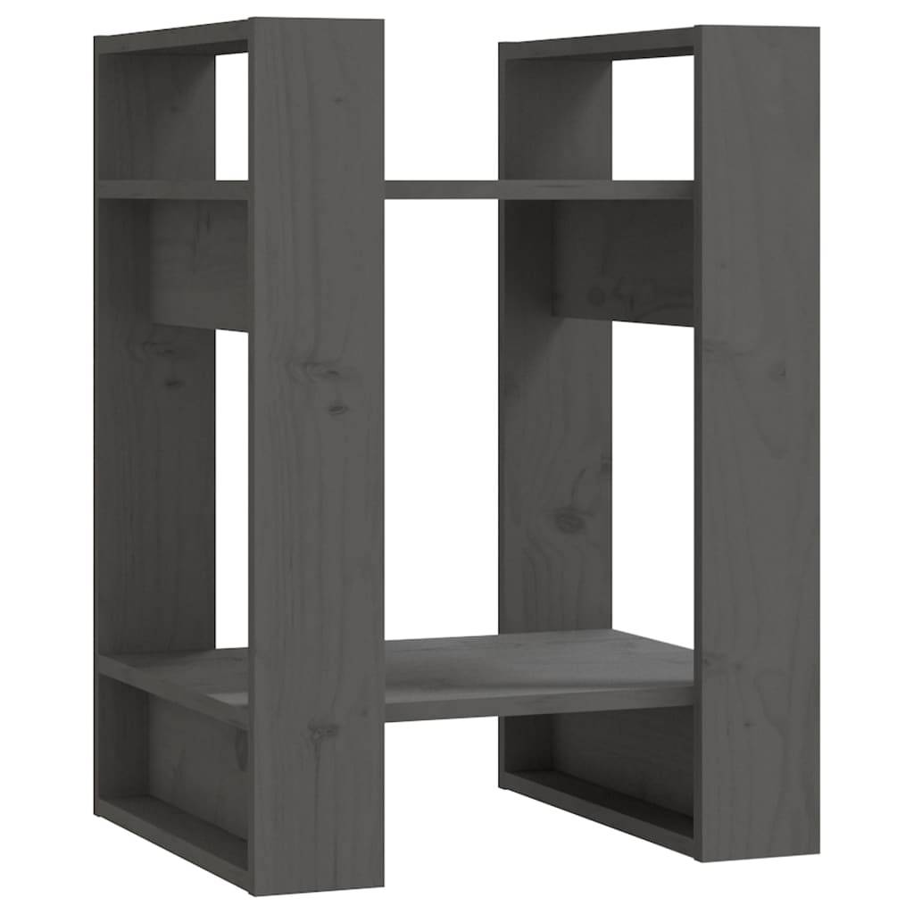 vidaXL Bücherregal/Raumteiler Grau 41x35x57 cm Massivholz Kiefer