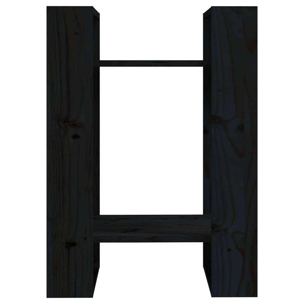 vidaXL Bücherregal/Raumteiler Schwarz 41x35x57 cm Massivholz Kiefer