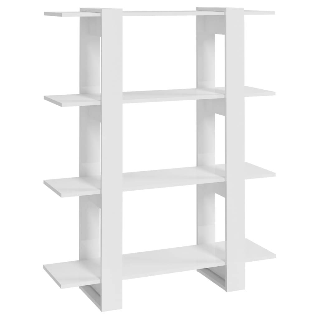 vidaXL Bücherregal/Raumteiler Hochglanz-Weiß 100x30x123,5 cm