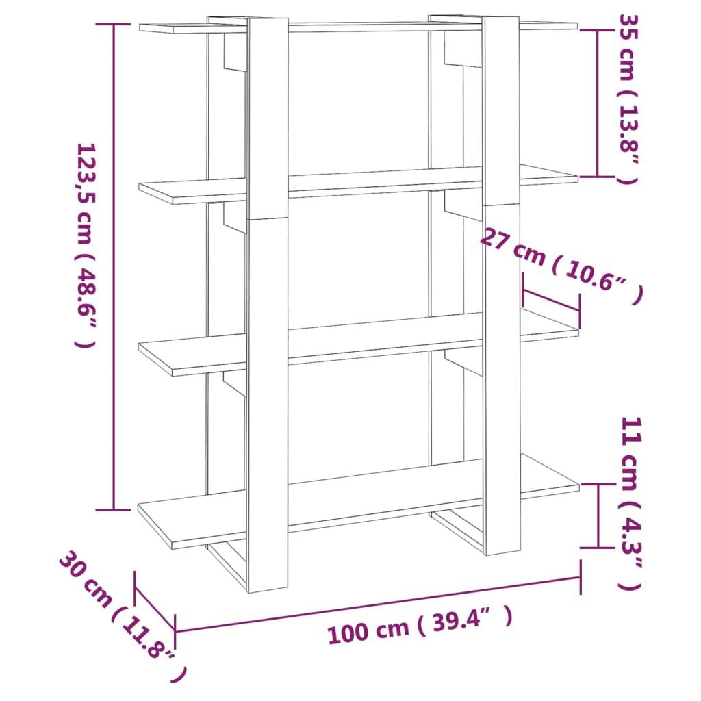 vidaXL Bücherregal/Raumteiler Hochglanz-Weiß 100x30x123,5 cm