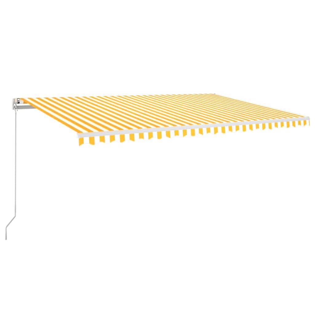 vidaXL Markise Manuell Einziehbar mit LED 500x350 cm Gelb und Weiß