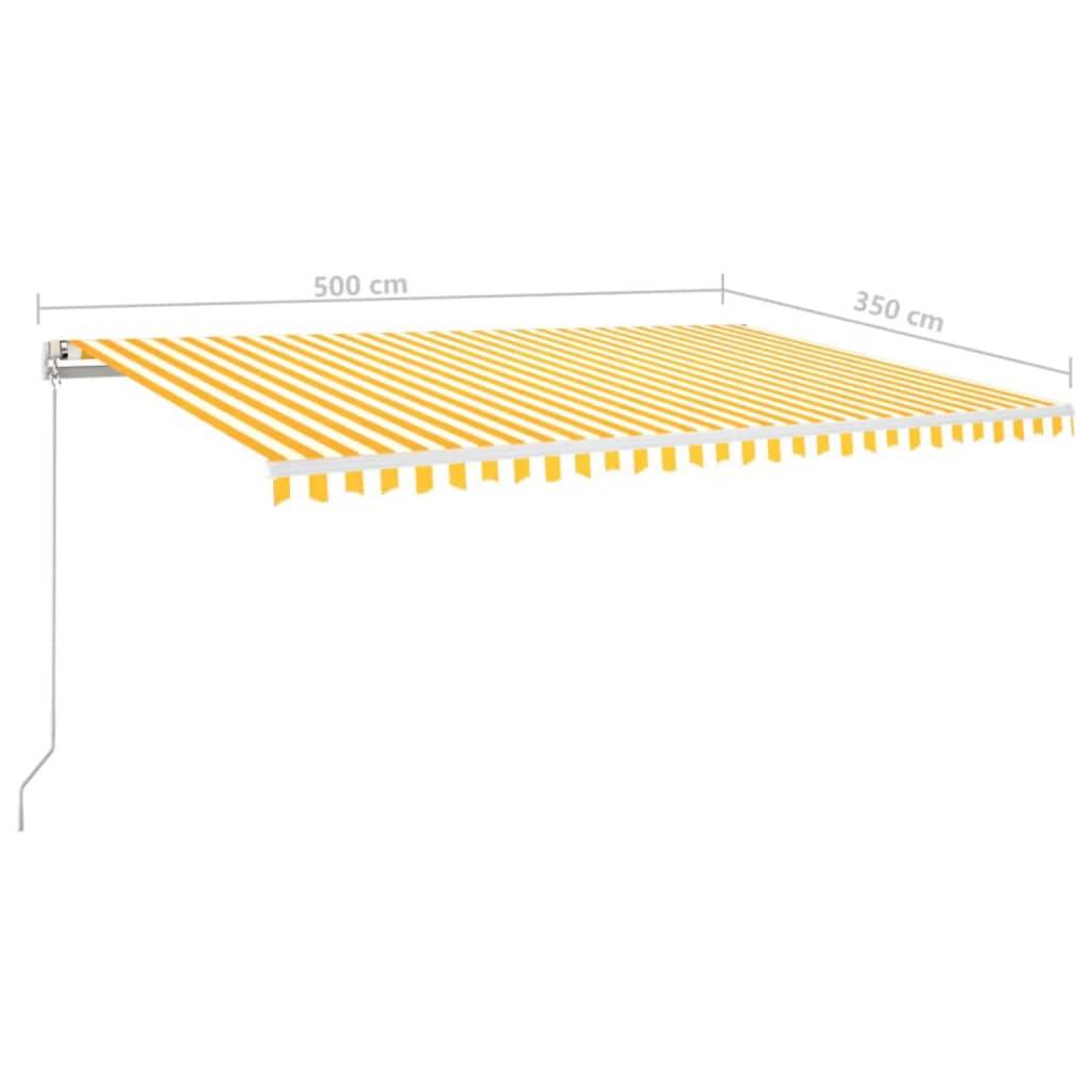 vidaXL Markise Manuell Einziehbar mit LED 500x350 cm Gelb und Weiß