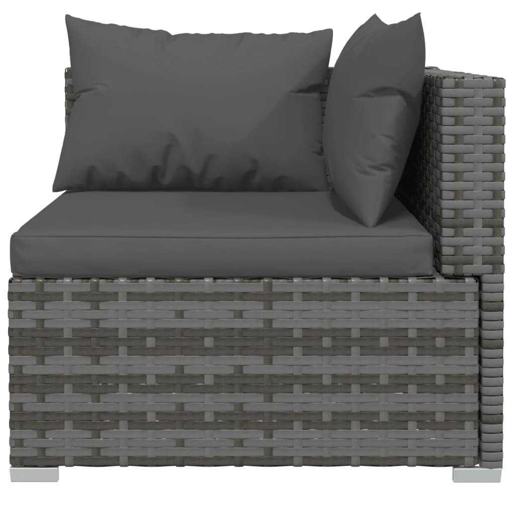 vidaXL 10-tlg. Garten-Lounge-Set mit Kissen Poly Rattan Grau
