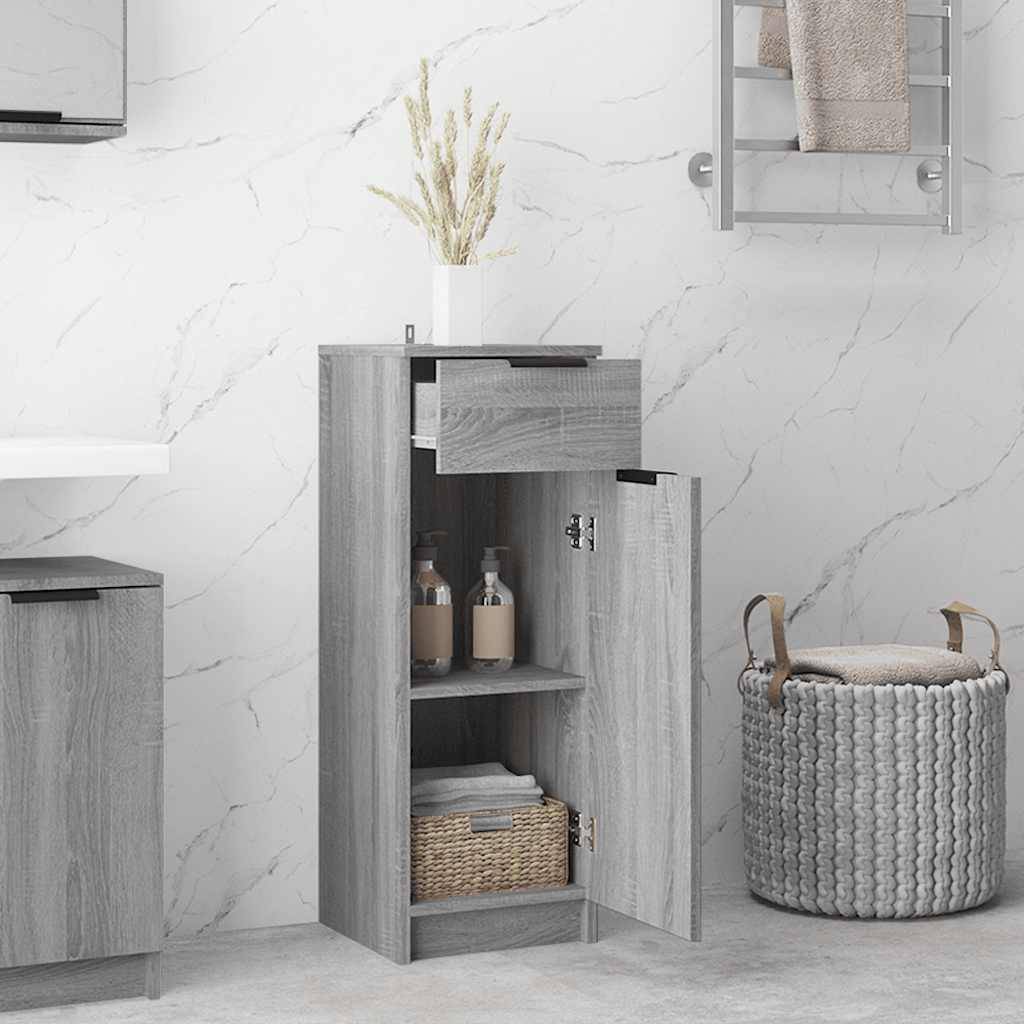 vidaXL Badschrank Grau Sonoma 32x34x90 cm Holzwerkstoff