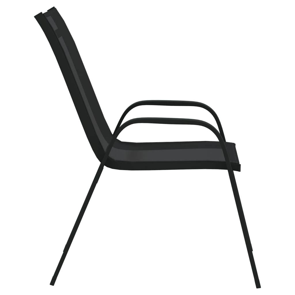 vidaXL Stapelbare Gartenstühle 2 Stk. Schwarz Textilene