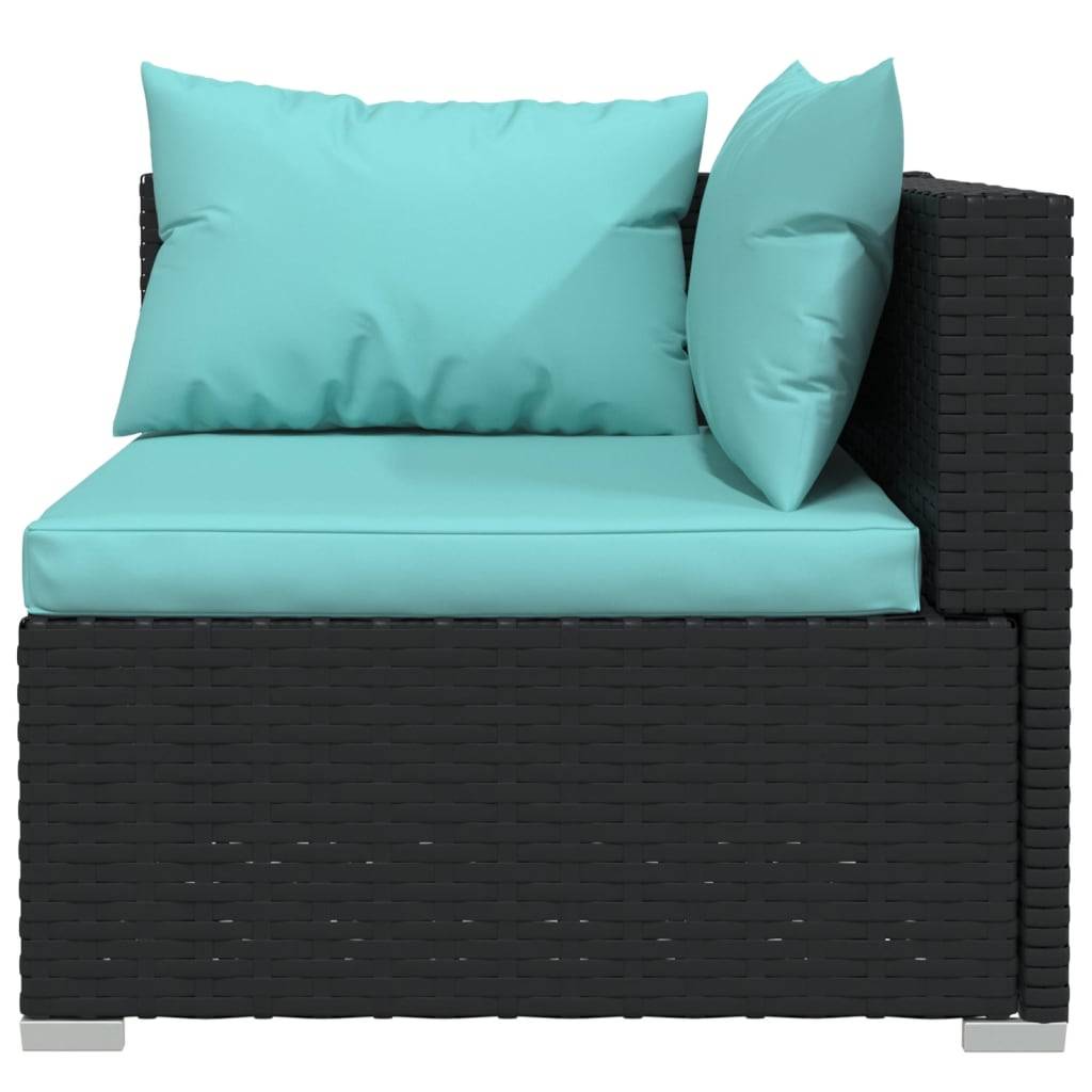 vidaXL 10-tlg. Garten-Lounge-Set mit Kissen Poly Rattan Schwarz