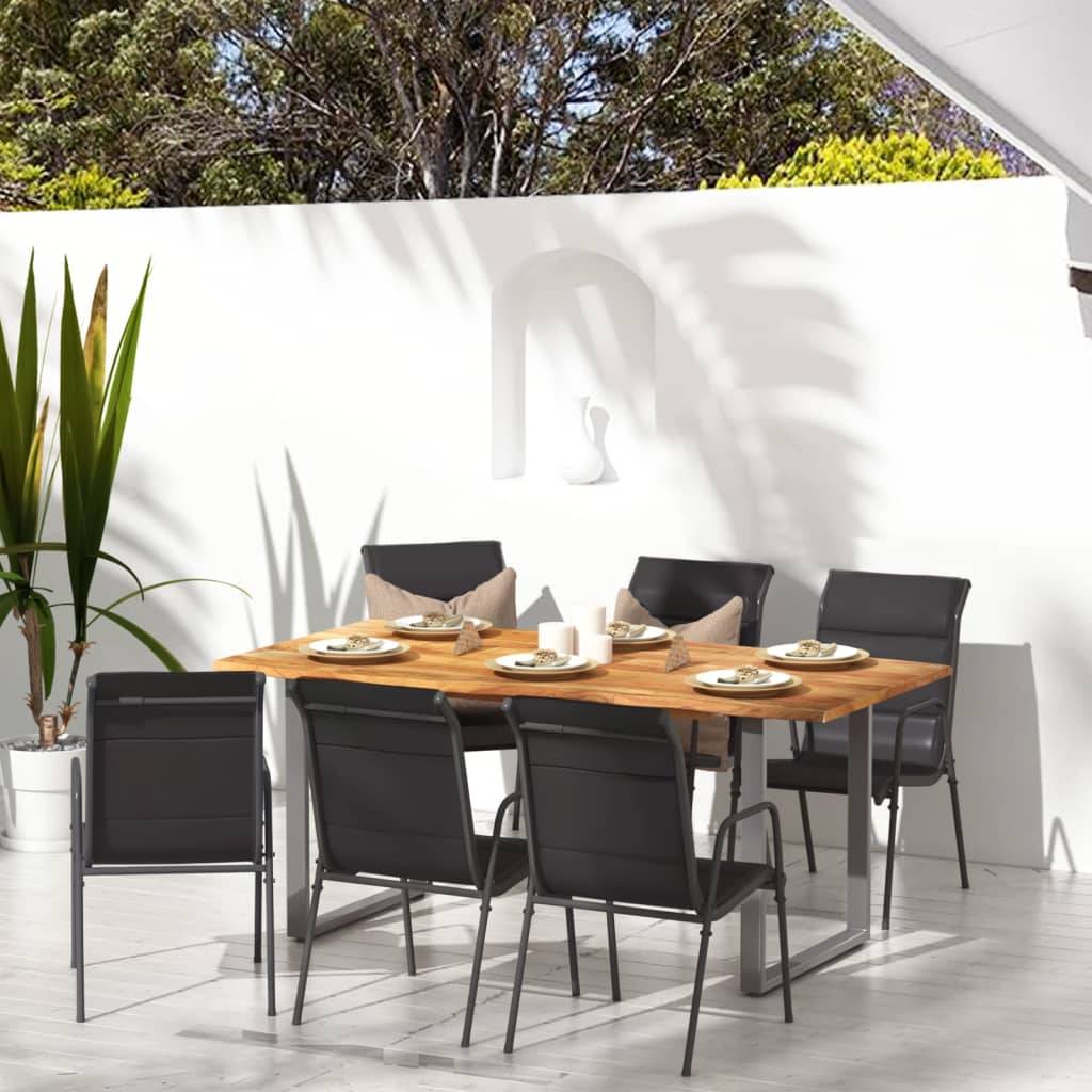 vidaXL Gartenstühle 6 Stk. Stahl und Textilene Schwarz