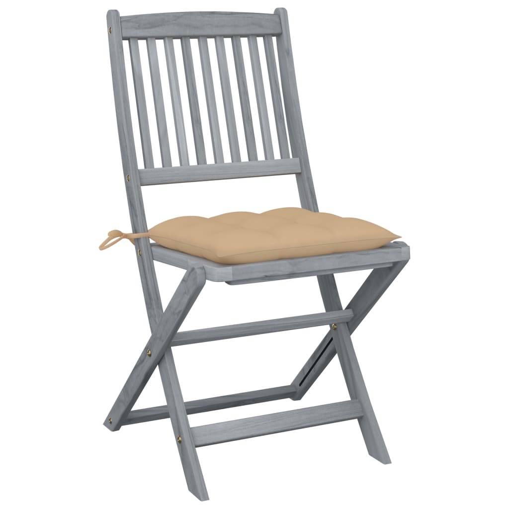 vidaXL Klappbare Gartenstühle 2 Stk. mit Kissen Massivholz Akazie