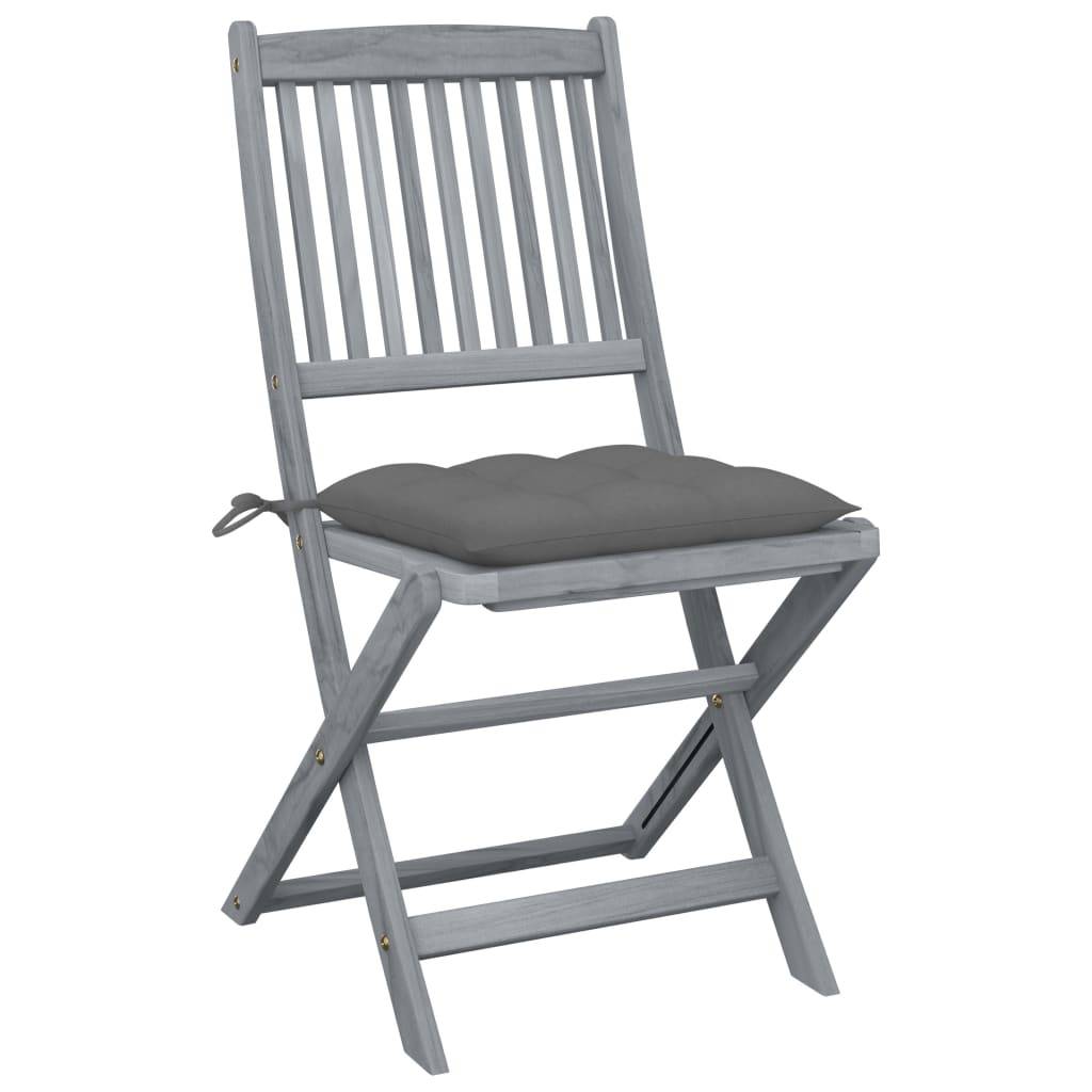 vidaXL Klappbare Gartenstühle 6 Stk. mit Kissen Massivholz Akazie