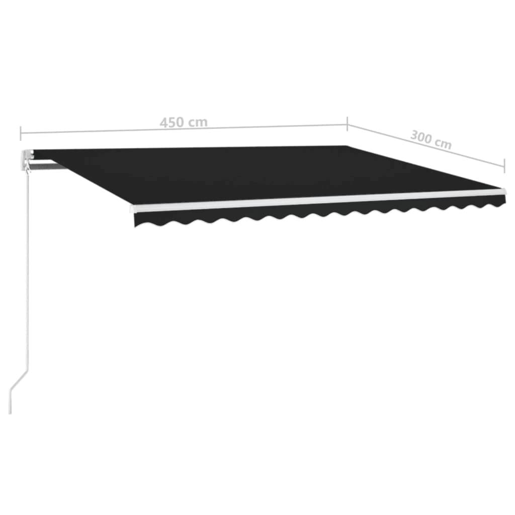 vidaXL Markise Manuell Einziehbar mit LED 450x300 cm Anthrazit