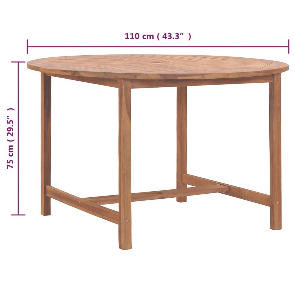 vidaXL Garten-Esstisch Ø110x75 cm Massivholz Teak