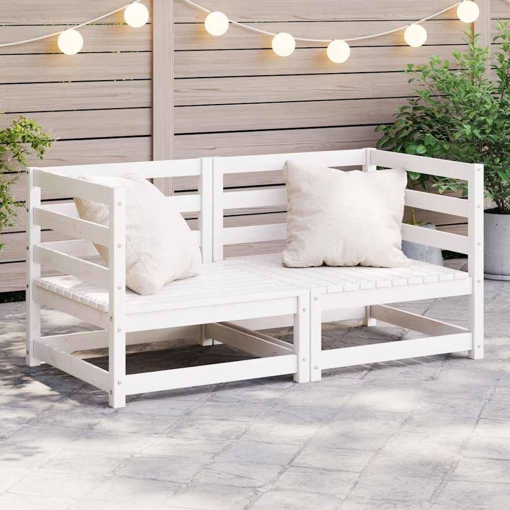 vidaXL Garten-Ecksofas 2 Stk. Weiß Kiefer Massivholz