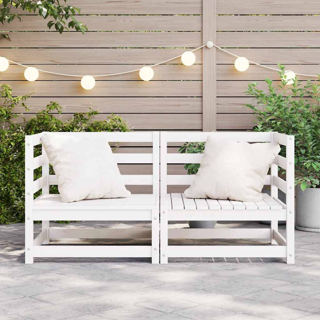vidaXL Garten-Ecksofas 2 Stk. Weiß Kiefer Massivholz