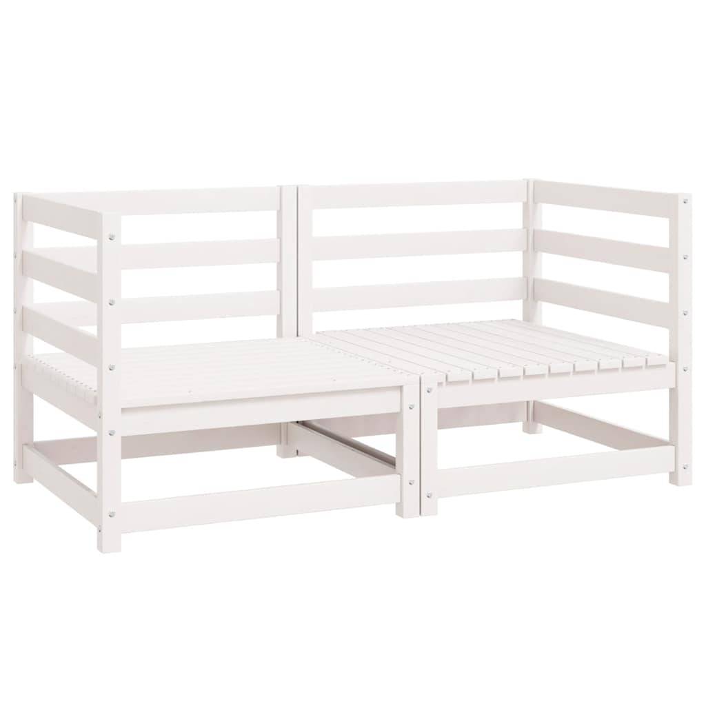 vidaXL Garten-Ecksofas 2 Stk. Weiß Kiefer Massivholz