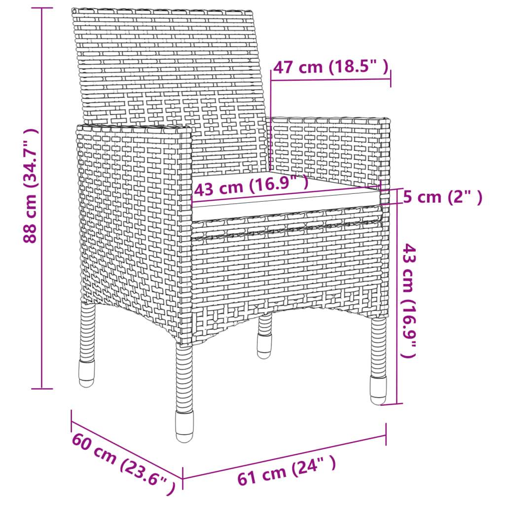 vidaXL 9-tlg. Garten-Essgruppe mit Kissen Poly Rattan und Glas