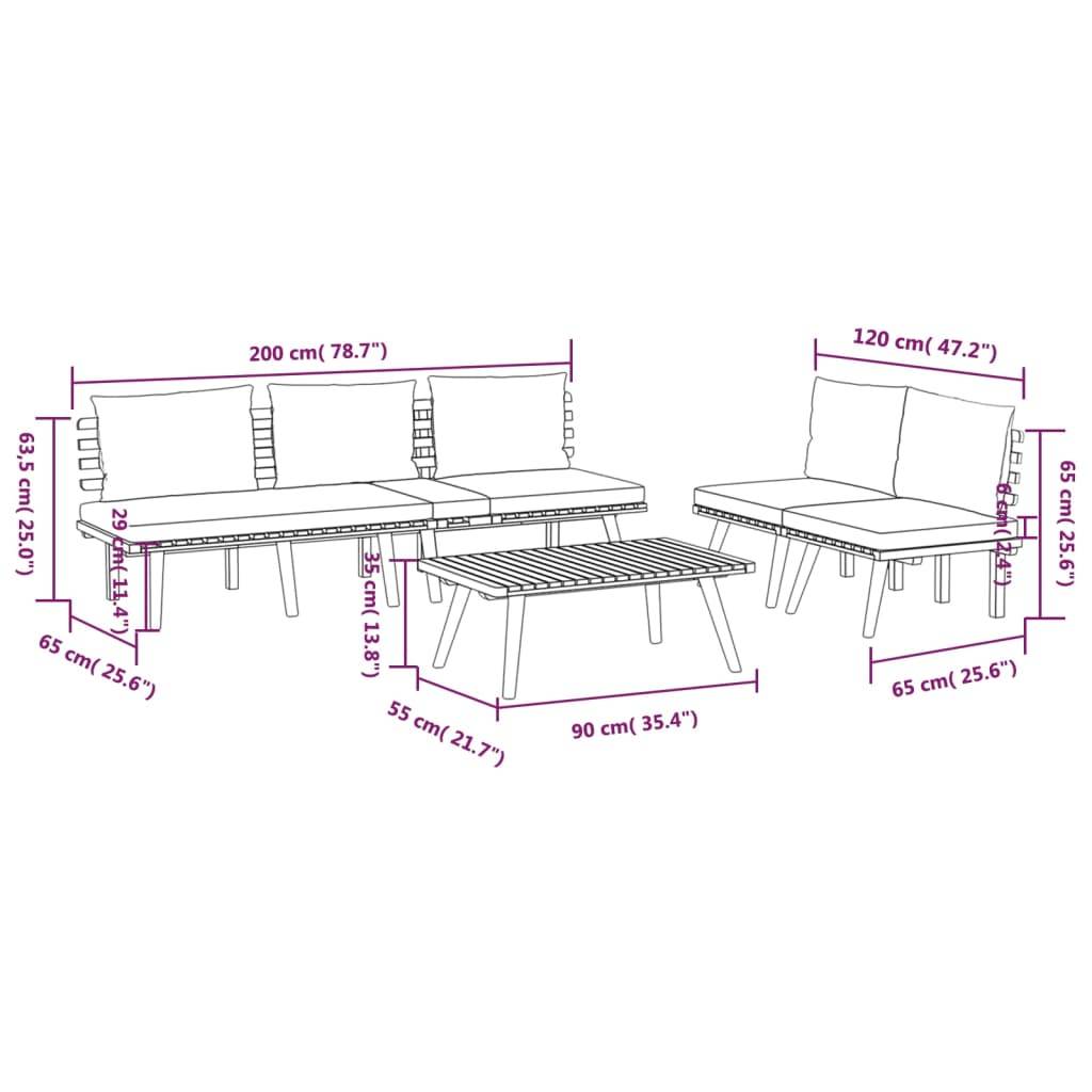 vidaXL 4-tlg. Garten-Lounge-Set mit Kissen Massivholz Akazie