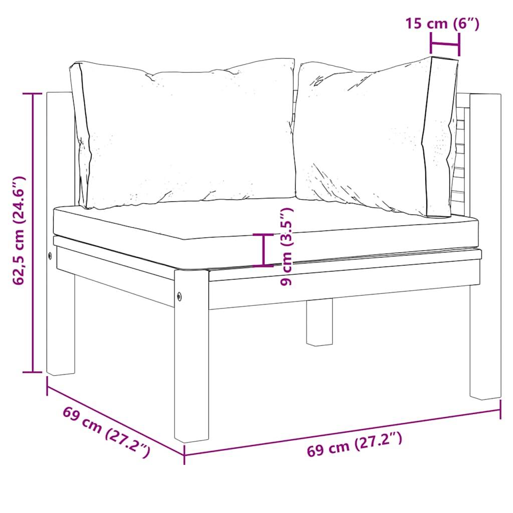 vidaXL 2-tlg. Sofa-Set mit Dunkelgrauen Kissen Akazie Massivholz