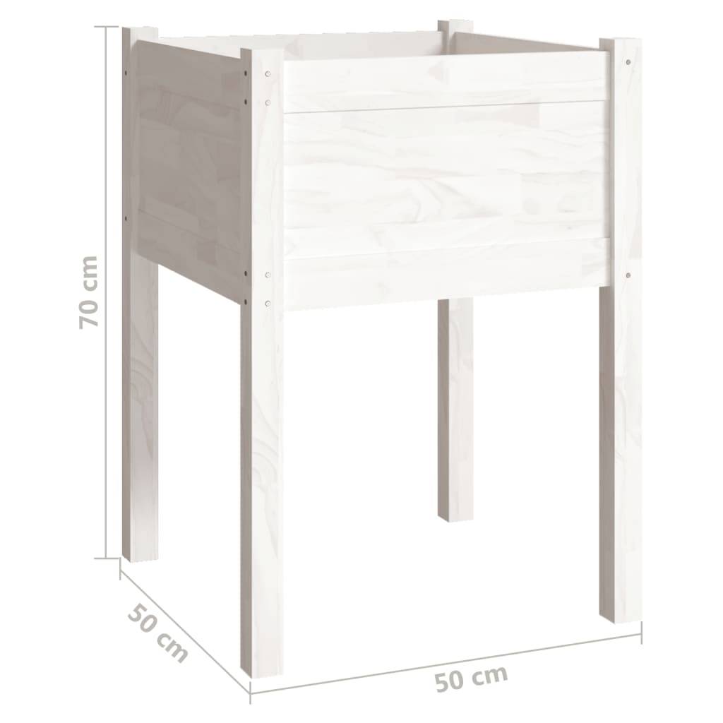 vidaXL Pflanzkübel 2 Stk. Weiß 50x50x70 cm Massivholz Kiefer