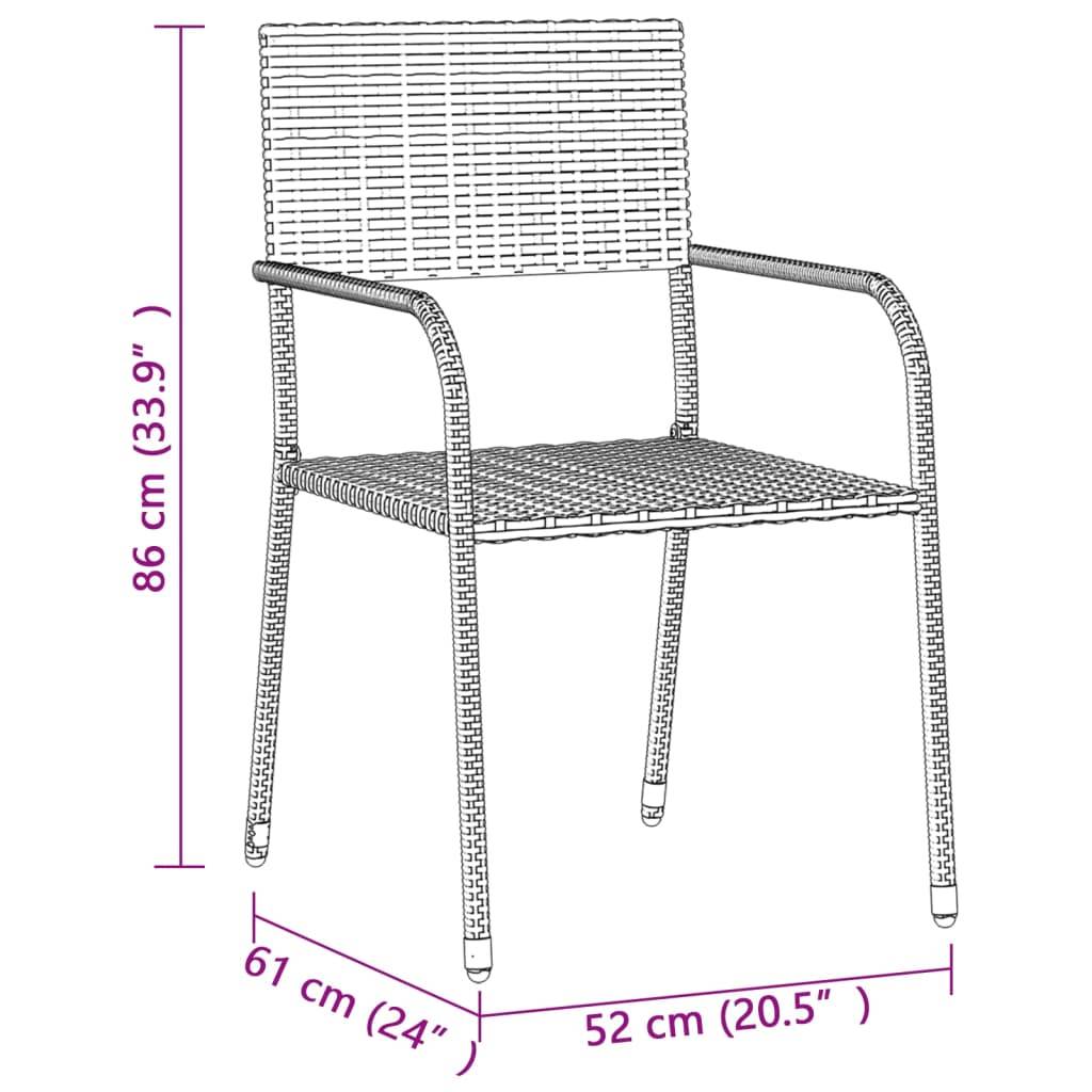 vidaXL 3-tlg. Garten-Essgruppe Poly Rattan Schwarz