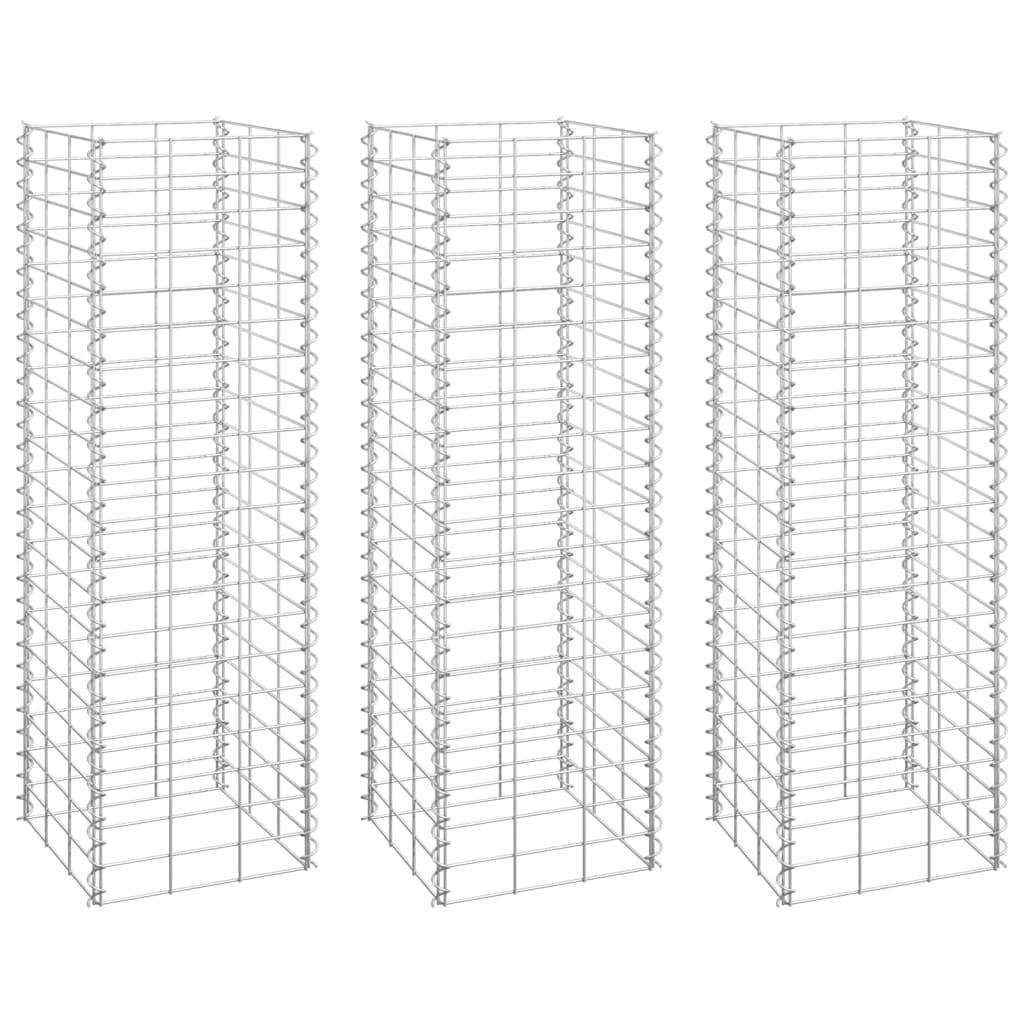 vidaXL Gabionen-Hochbeete 3 Stk. 30x30x100 cm Eisen