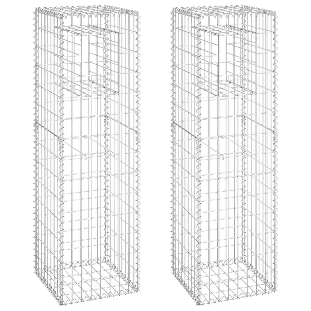 vidaXL Gabionensäulen 2 Stk. 40x40x140 cm Eisen