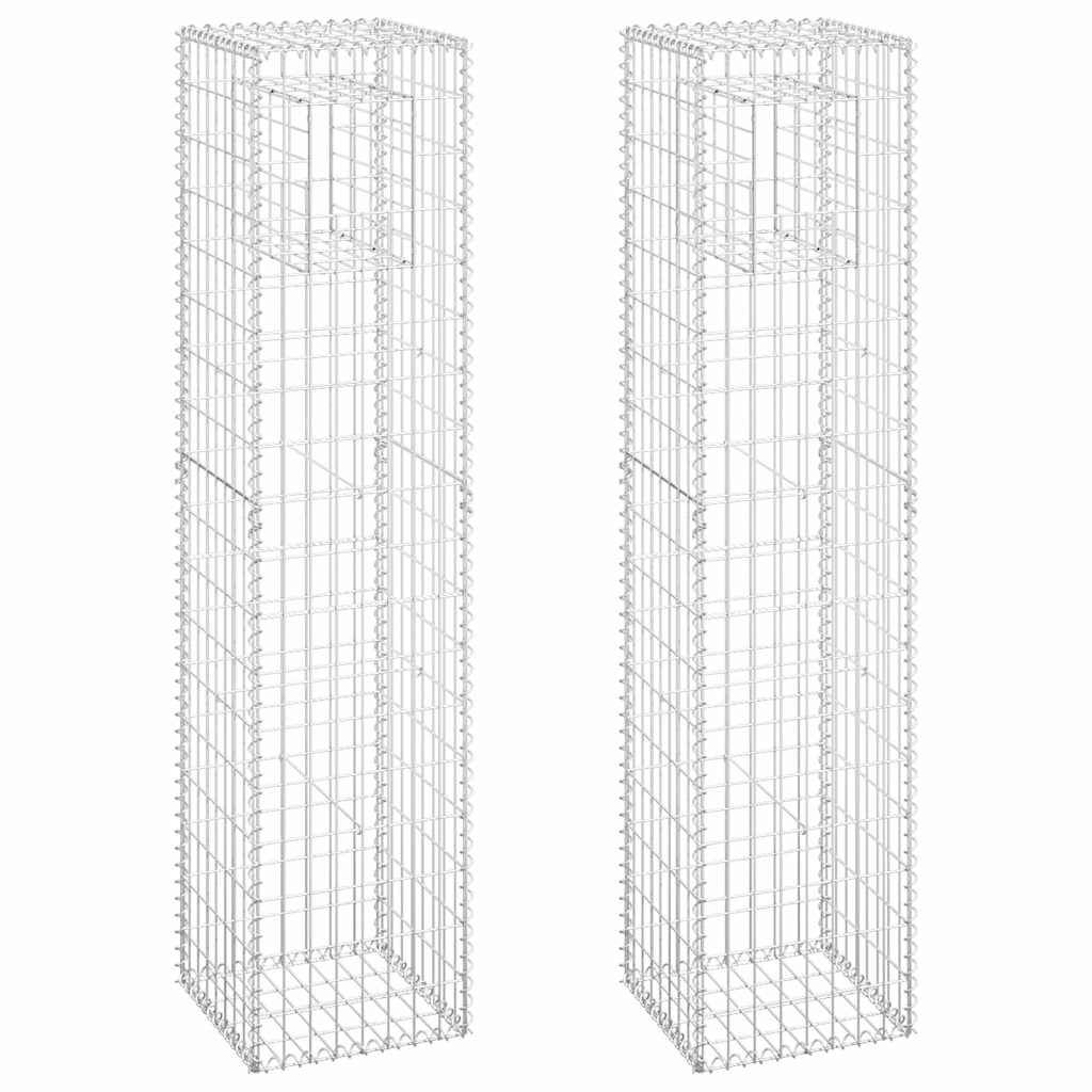 vidaXL Gabionensäulen 2 Stk. 40x40x180 cm Eisen