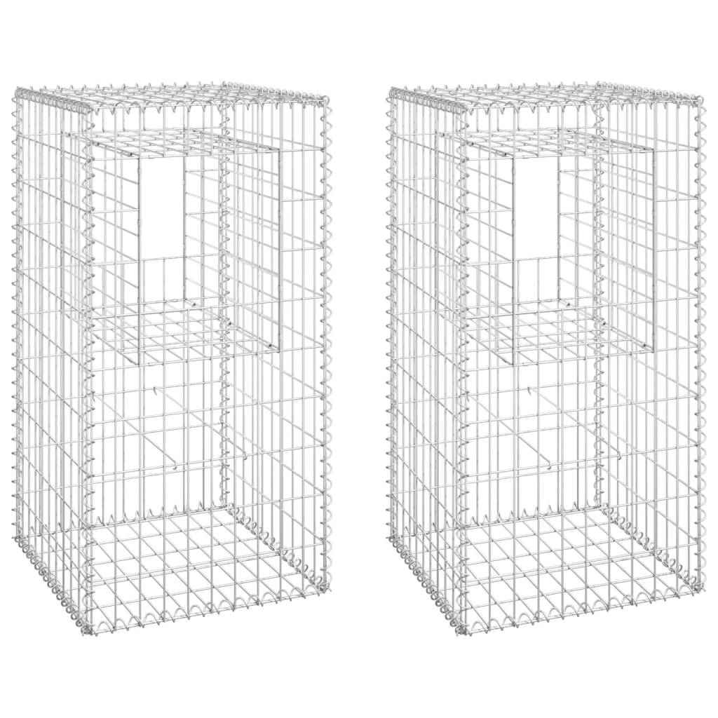 vidaXL Gabionensäulen 2 Stk. 50x50x100 cm Eisen
