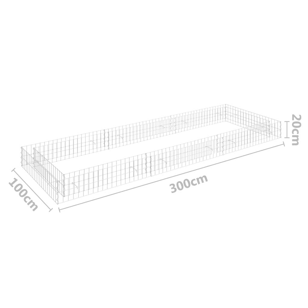 vidaXL Gabionen-Hochbeet Verzinkter Stahl 300x100x20 cm