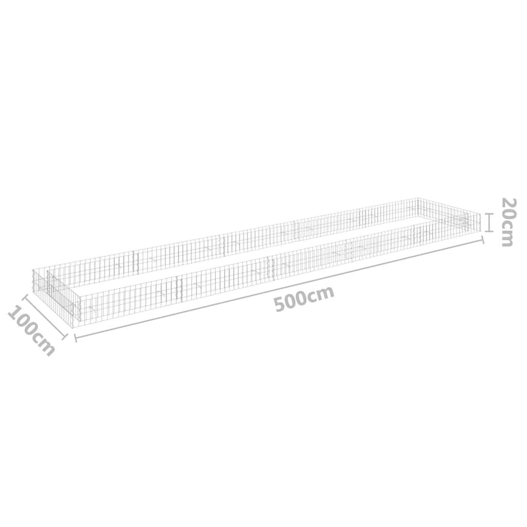 vidaXL Gabionen-Hochbeet Verzinkter Stahl 500x100x20 cm
