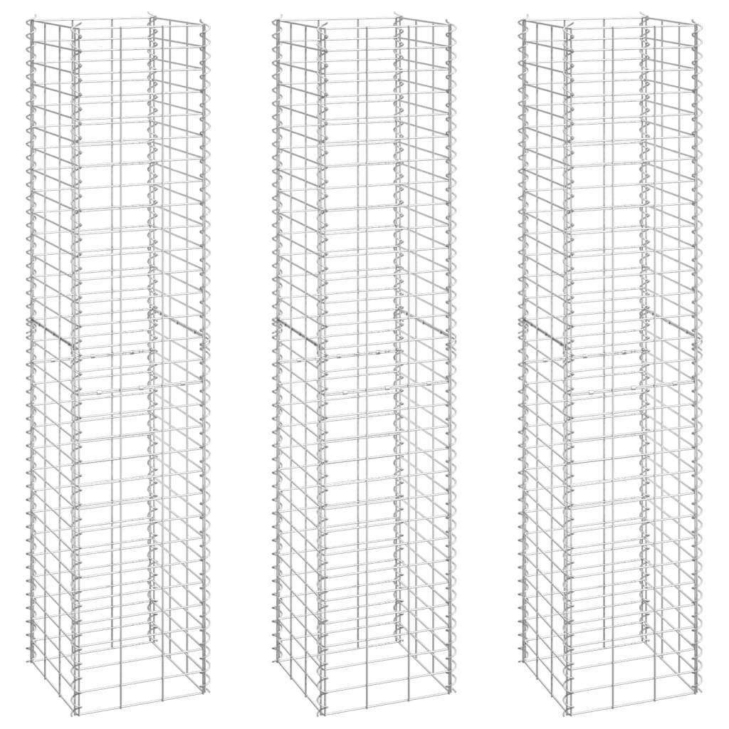 vidaXL Gabionen-Hochbeete 3 Stk. 30x30x150 cm Eisen