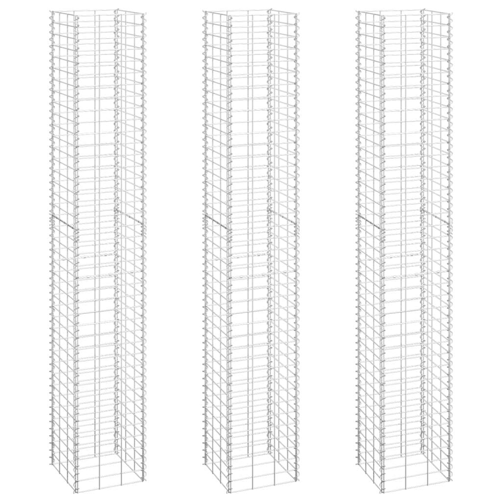 vidaXL Gabionen-Hochbeete 3 Stk. 30x30x200 cm Eisen