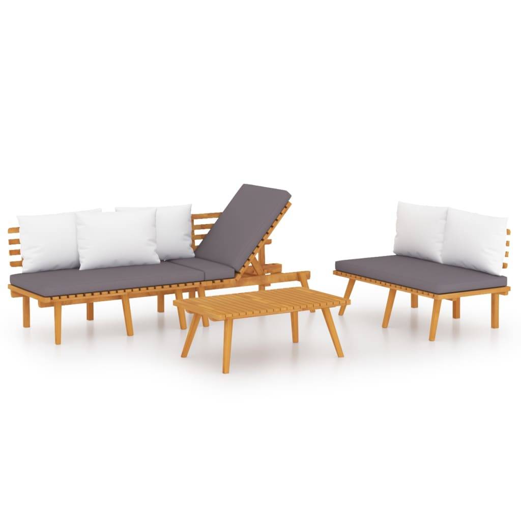 vidaXL 3-tlg. Garten-Lounge-Set mit Kissen Massivholz Akazie