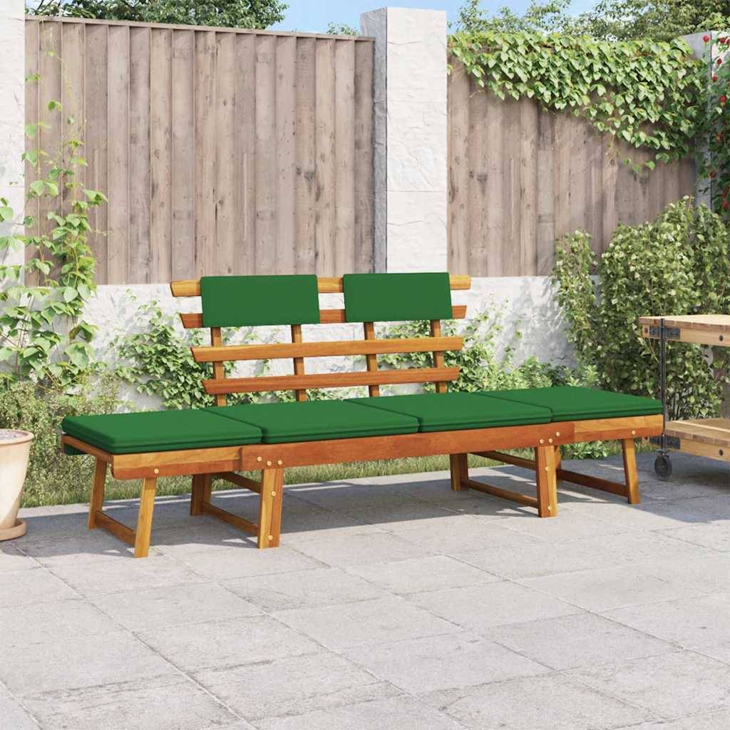 vidaXL Gartenbank mit Auflagen 2-in-1 190 cm Massivholz Akazie