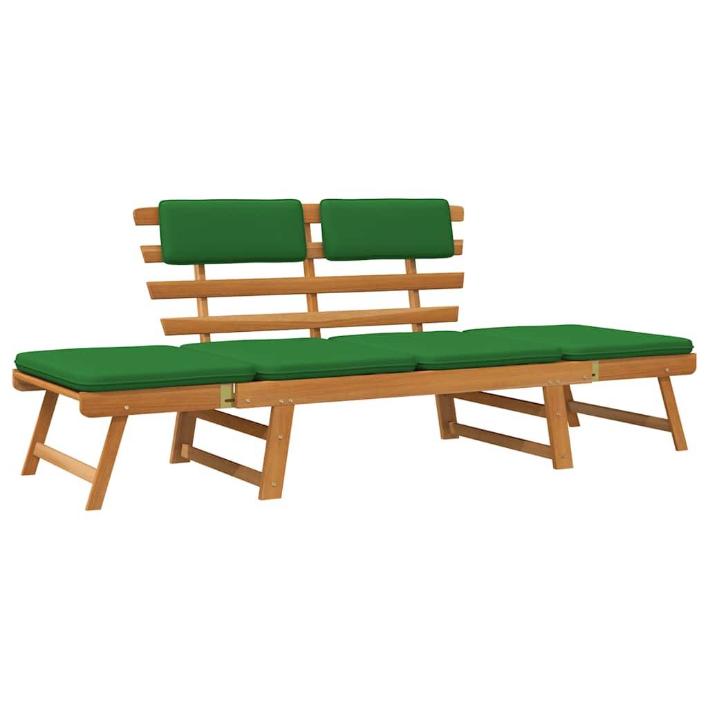 vidaXL Gartenbank mit Auflagen 2-in-1 190 cm Massivholz Akazie