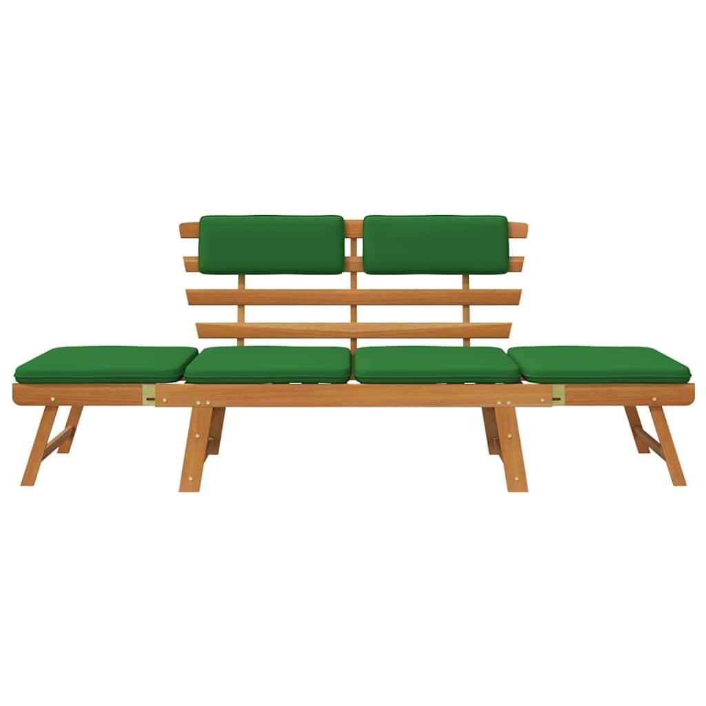 vidaXL Gartenbank mit Auflagen 2-in-1 190 cm Massivholz Akazie