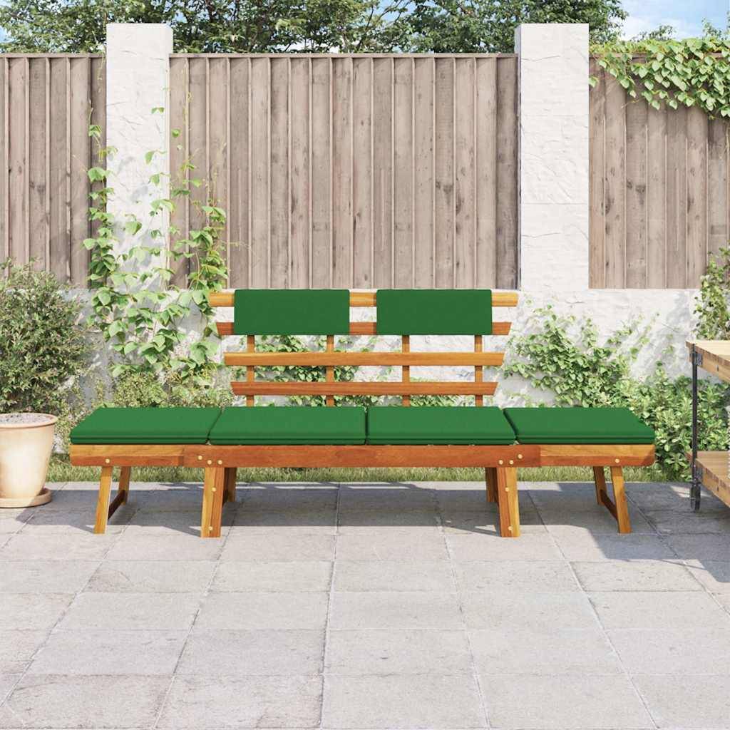 vidaXL Gartenbank mit Auflagen 2-in-1 190 cm Massivholz Akazie