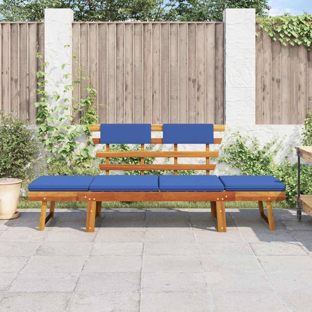vidaXL Gartenbank mit Auflagen 2-in-1 190 cm Massivholz Akazie