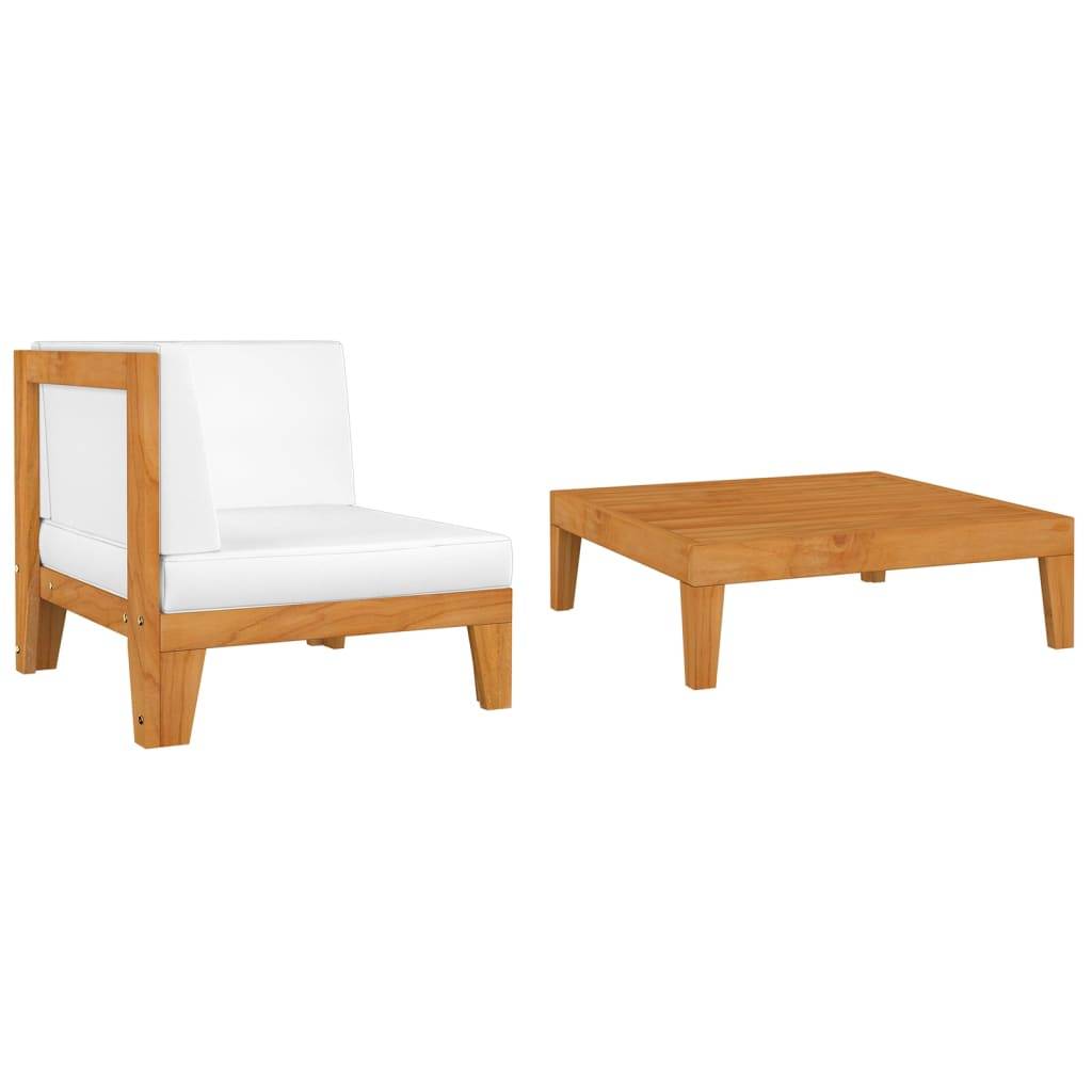 vidaXL 2-tlg. Garten-Lounge-Set mit Auflagen Massivholz Akazie