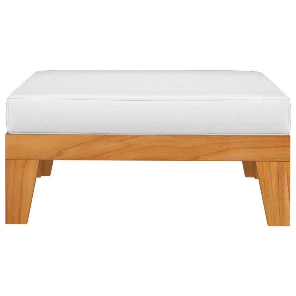 vidaXL Modular-Fußhocker mit Cremeweißen Kissen Akazie Massivholz