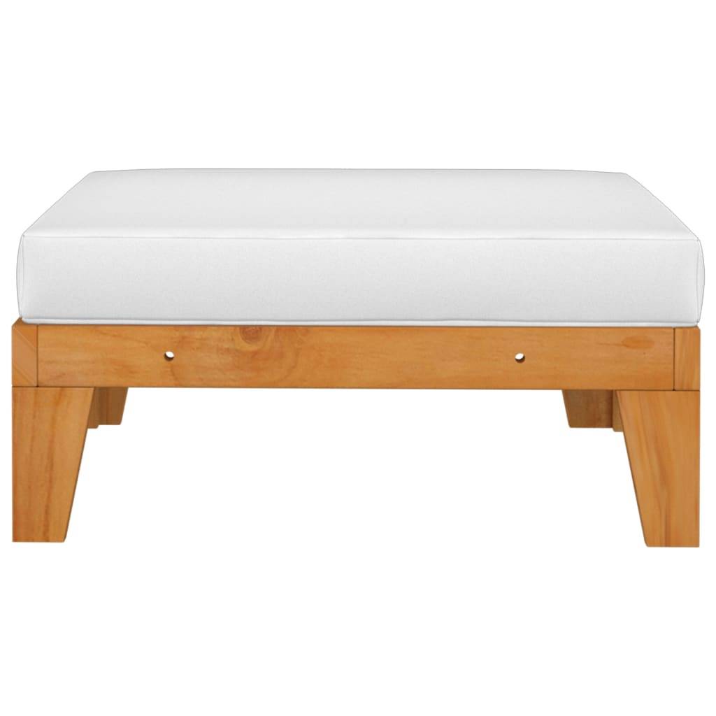 vidaXL Modular-Fußhocker mit Cremeweißen Kissen Akazie Massivholz