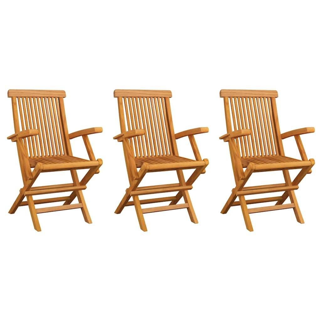 vidaXL Gartenstühle 3 Stk. Massivholz Teak