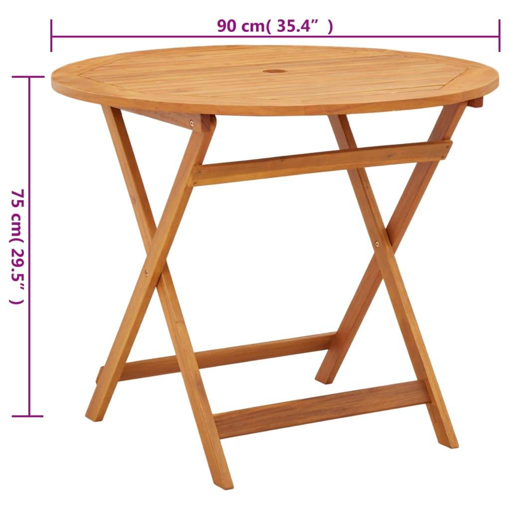 vidaXL Klappbarer Gartentisch Ø90x75 cm Massivholz Eukalyptus