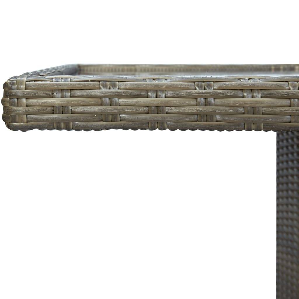 vidaXL Gartentisch Braun Poly Rattan und Hartglas