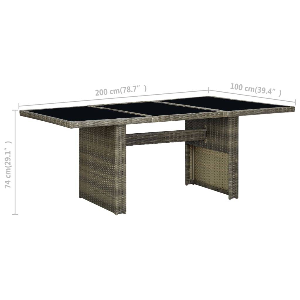 vidaXL Gartentisch Braun Poly Rattan und Hartglas